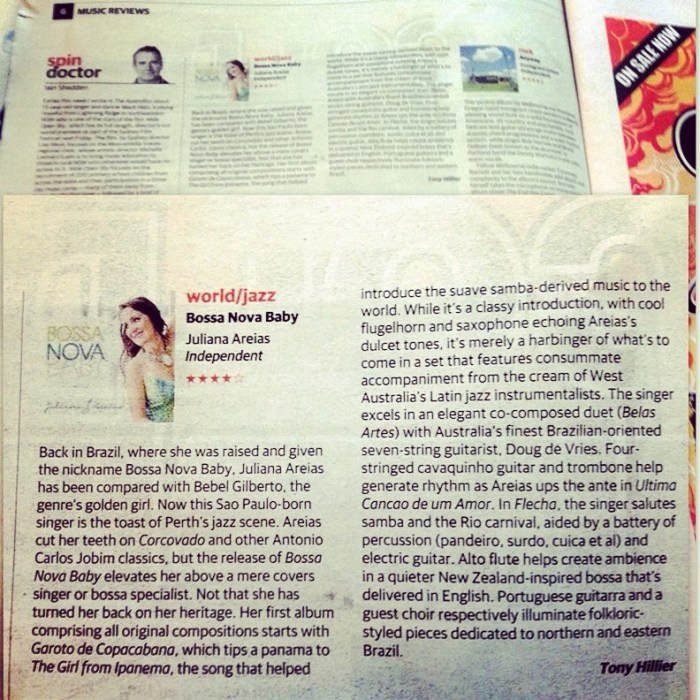 The Australian Weekend Australian review Juliana Areias Bossa Nova baby Tony Hillier