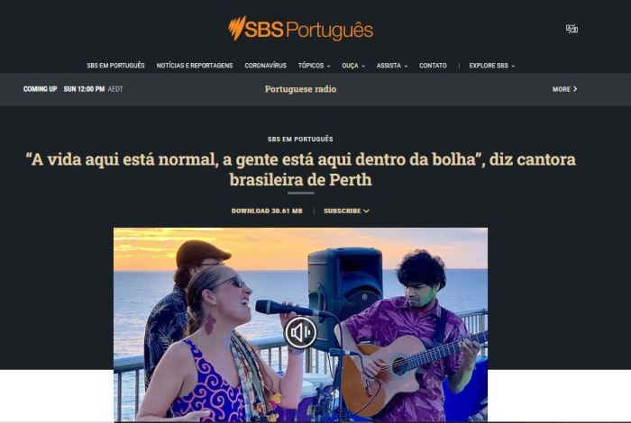 SBS Portuguese Artcle Podcast with Juliana Areias about Perth Bubble no Lockdown Dentro da Bolha Sep Oct 2021