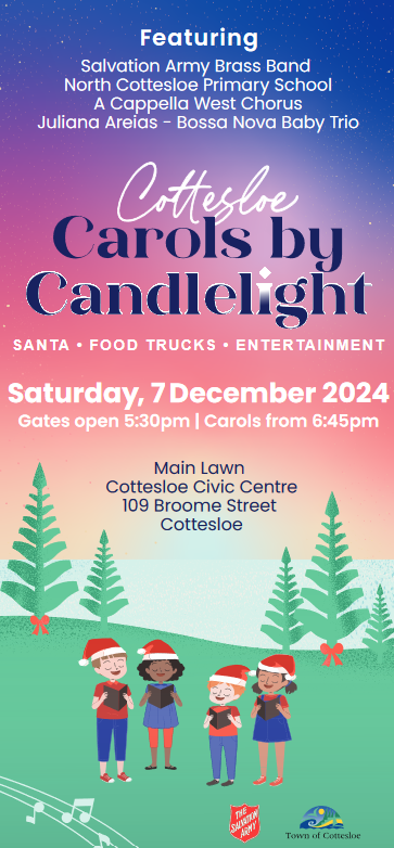 Cottesloe Carols by Candleight POSTER Juliana Areias Salvation Army Brass band A Capella west Chorus Town of Cottesloe